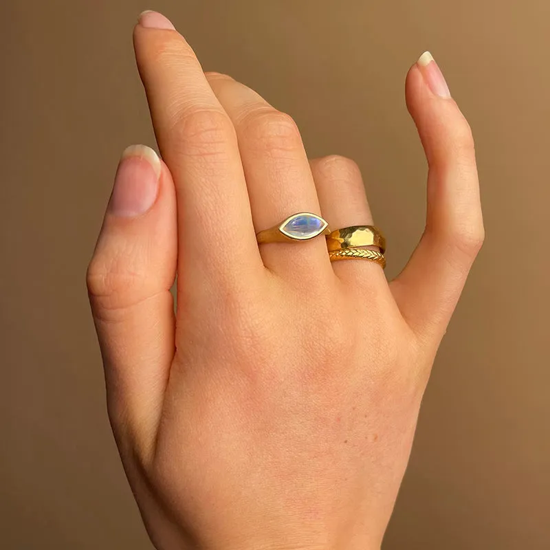 Iris Ring, Rainbow Moonstone, Gold