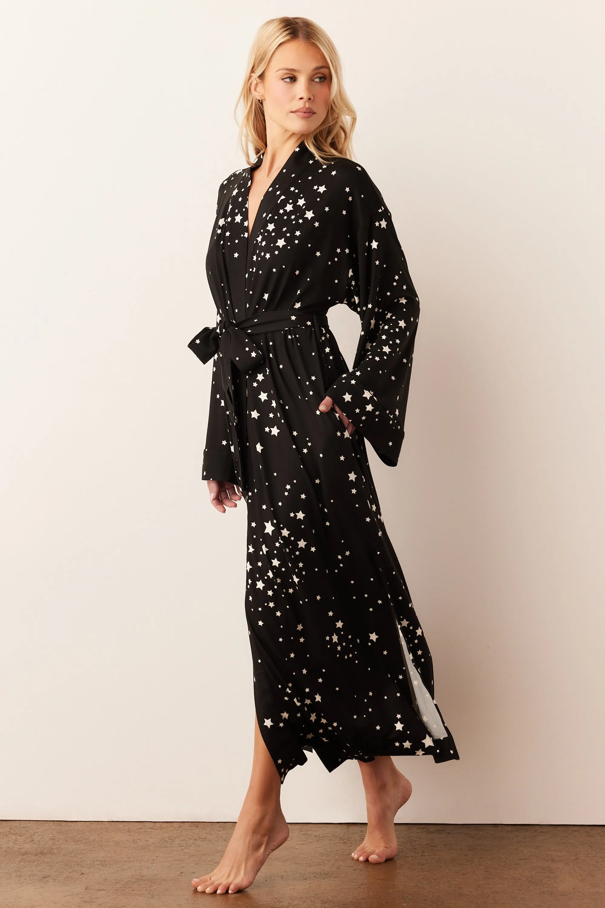 Kaia Kimono Robe | Black Stars