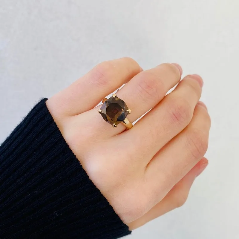 Kara Ring, Smokey Quartz, Gold