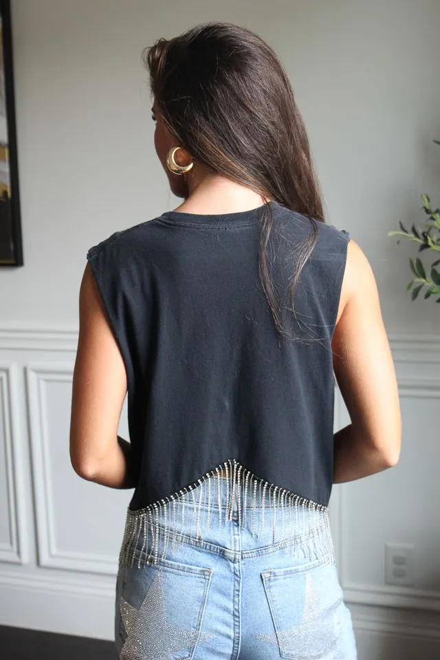 Lady A Cropped Rhinestone Fringe Tank