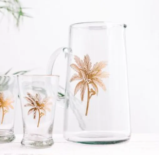 Large Glass Palm Water Jug