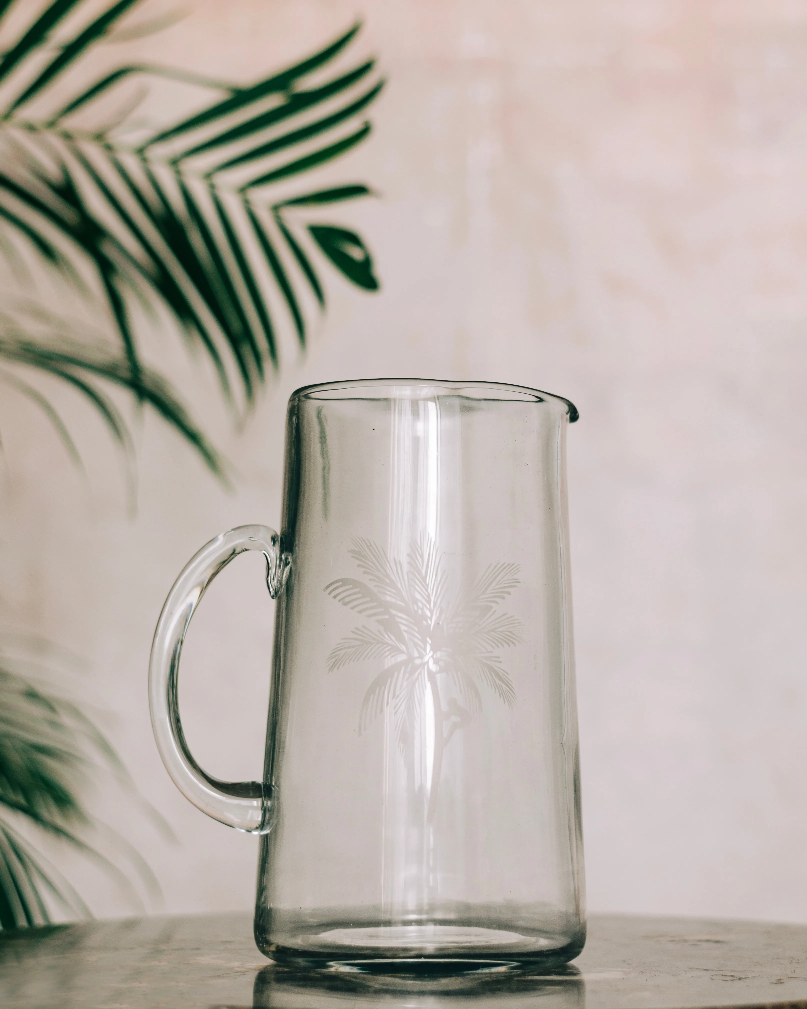 Large Glass Palm Water Jug