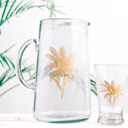 Large Glass Palm Water Jug