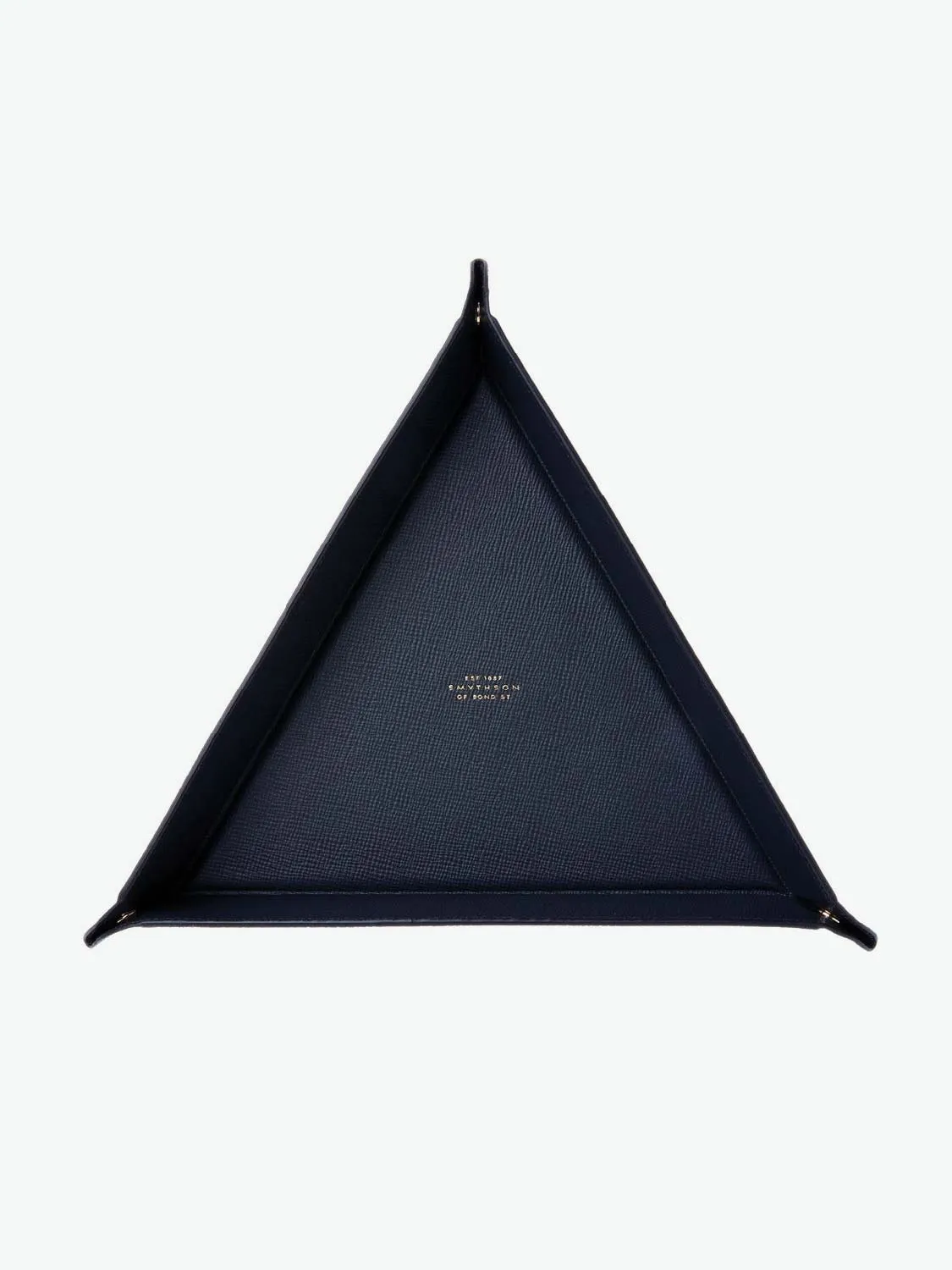 Leather Large Triangle Trinket Tray Navy