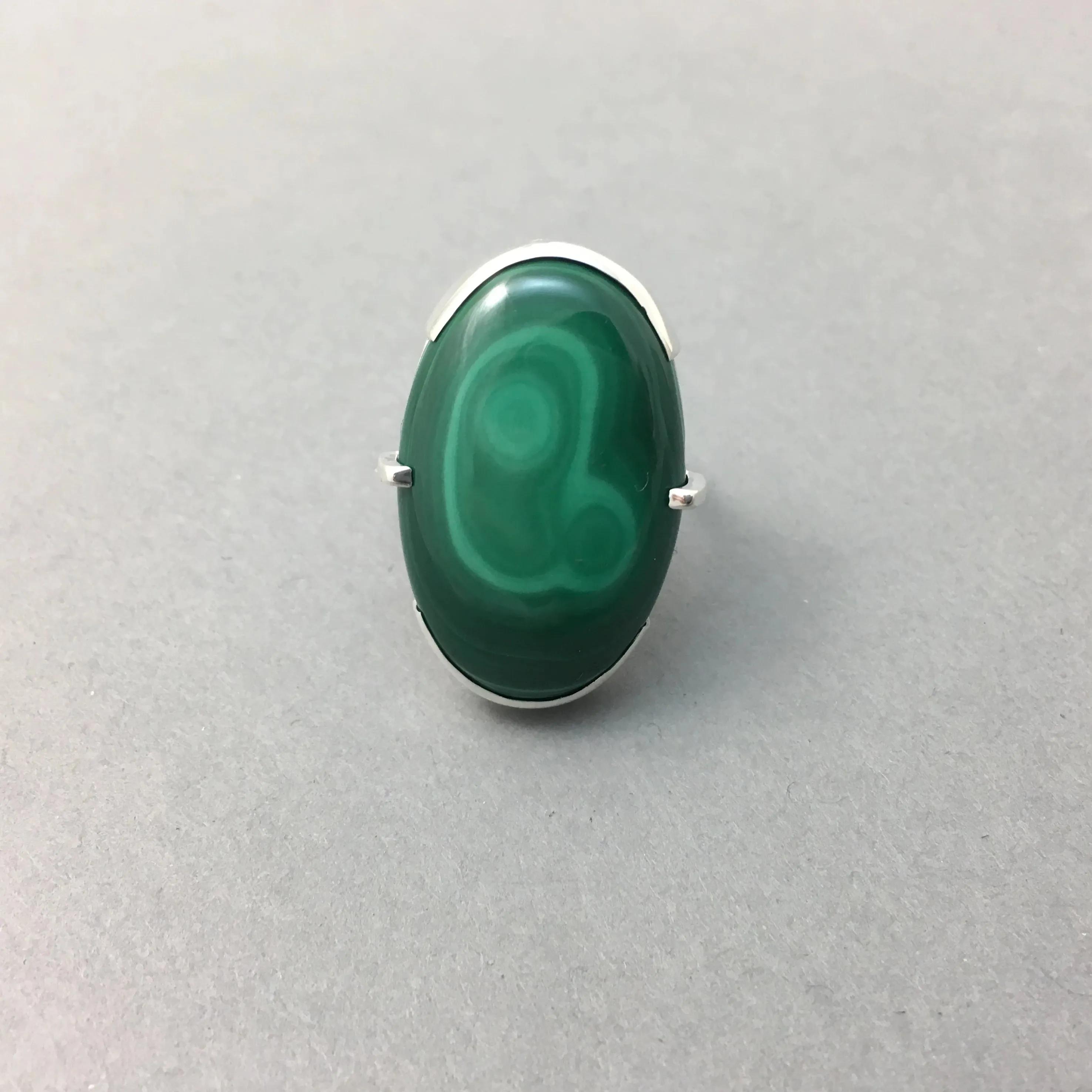 MALACHITE & SILVER STATEMENT RING