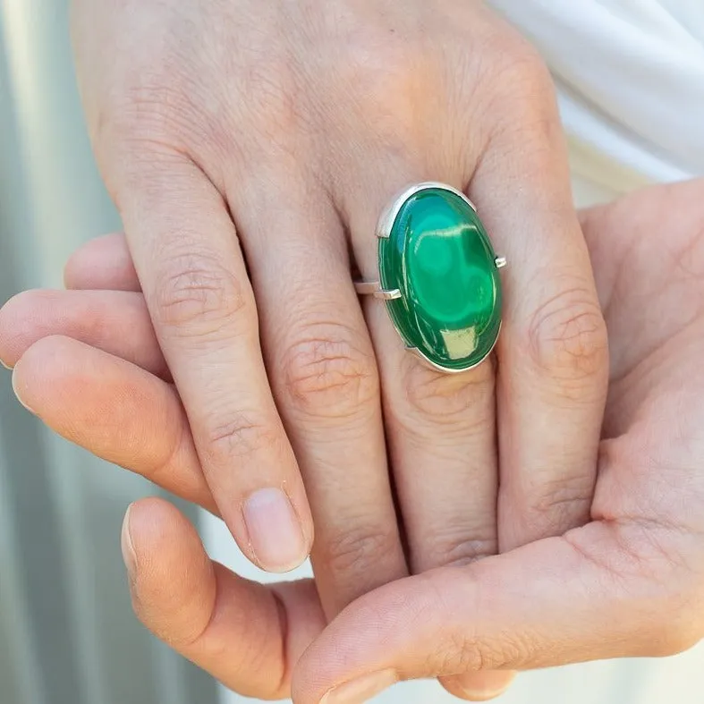 MALACHITE & SILVER STATEMENT RING