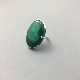 MALACHITE & SILVER STATEMENT RING