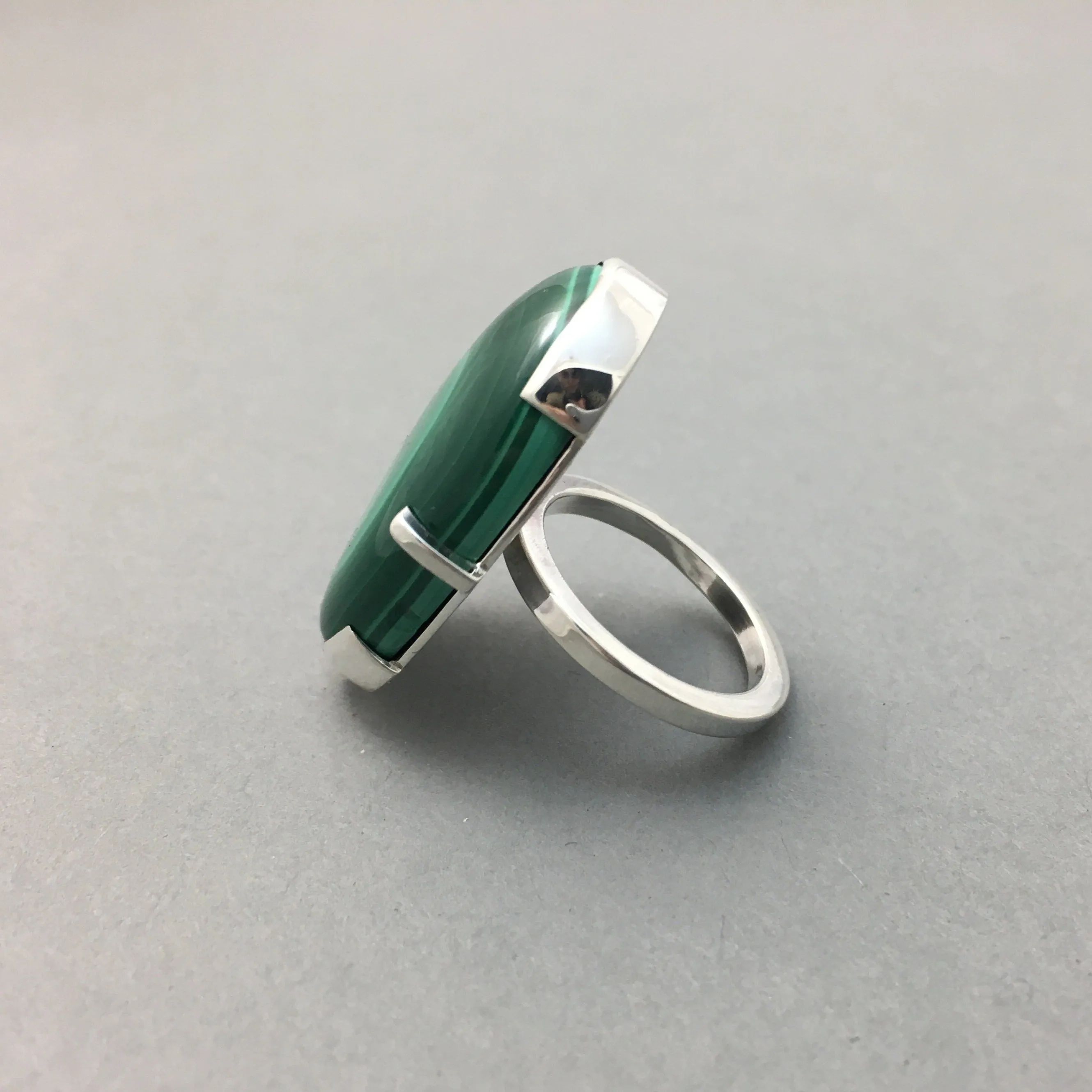 MALACHITE & SILVER STATEMENT RING