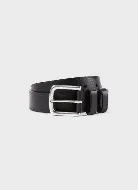 Men's Grained Leather Belt in Black