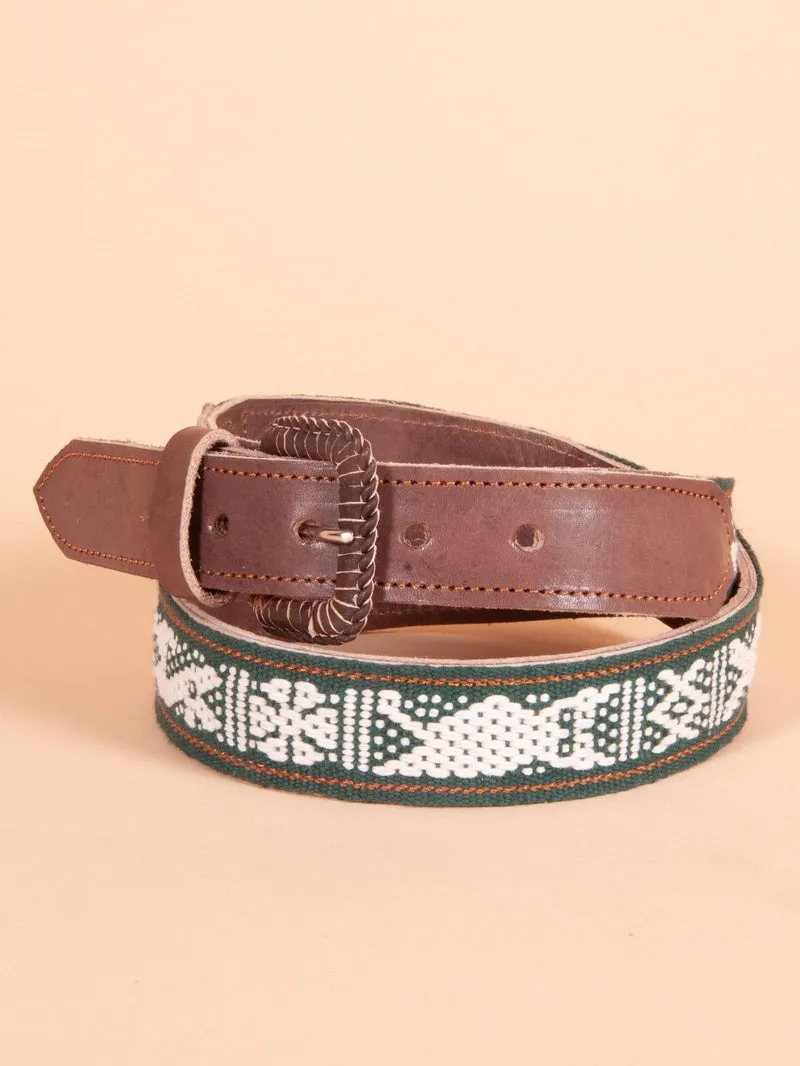 Men's Oaxacan Embroidered Leather Belt