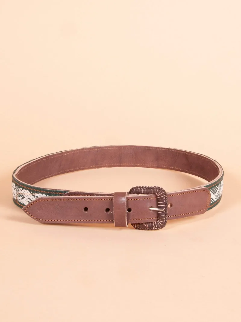 Men's Oaxacan Embroidered Leather Belt