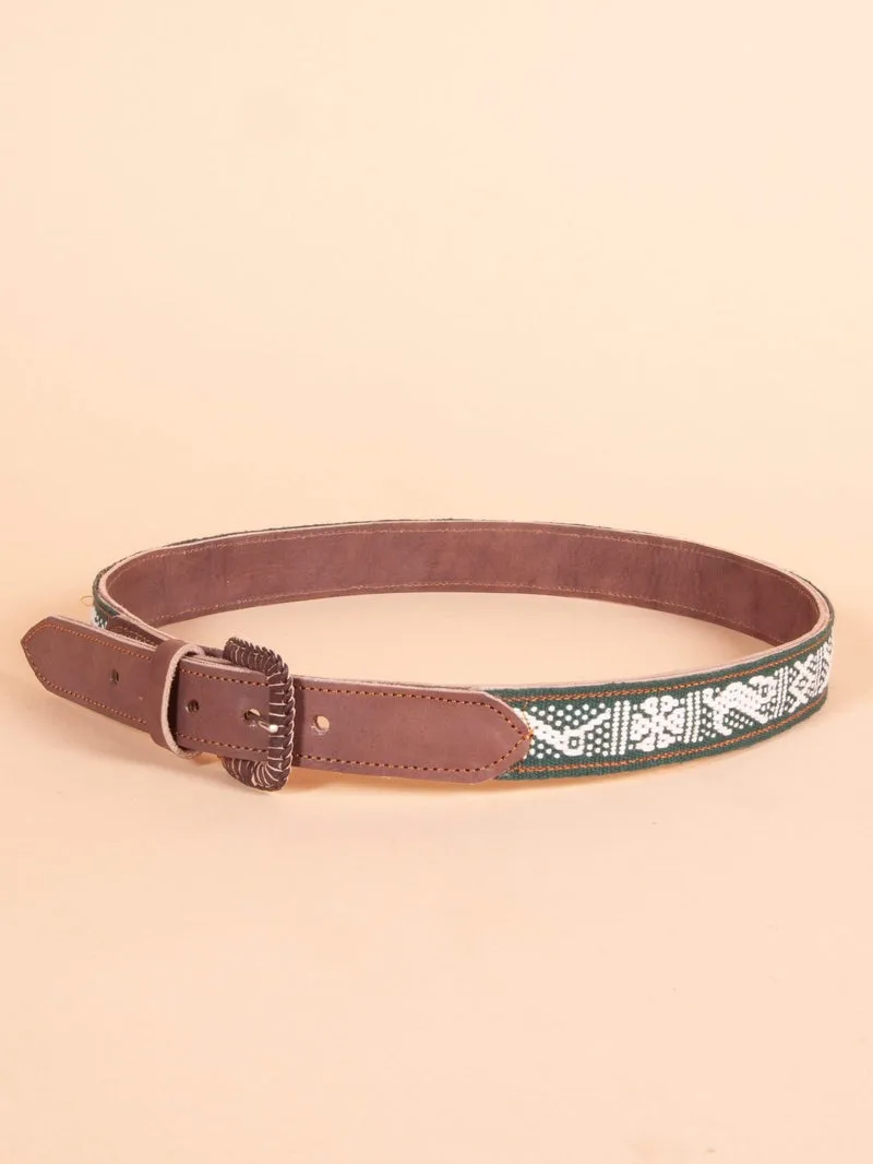 Men's Oaxacan Embroidered Leather Belt