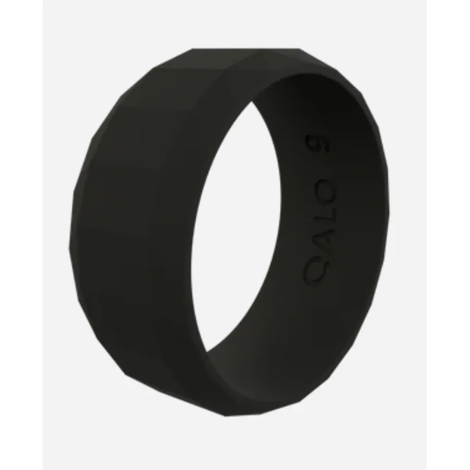 Men's QALO Standard Black Faceted Silicone Ring