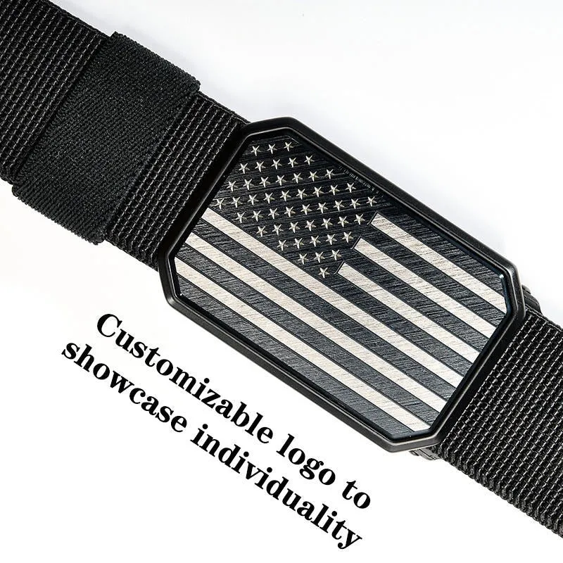 Men's Stretch Nylon Magnetic Metal Buckle Belt Elastic Jeans Belt