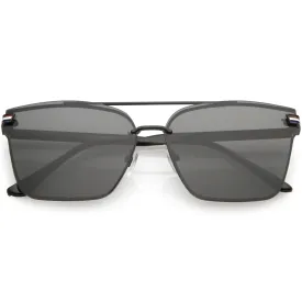 Metal Crossbar Flat Top Aviator Sunglasses