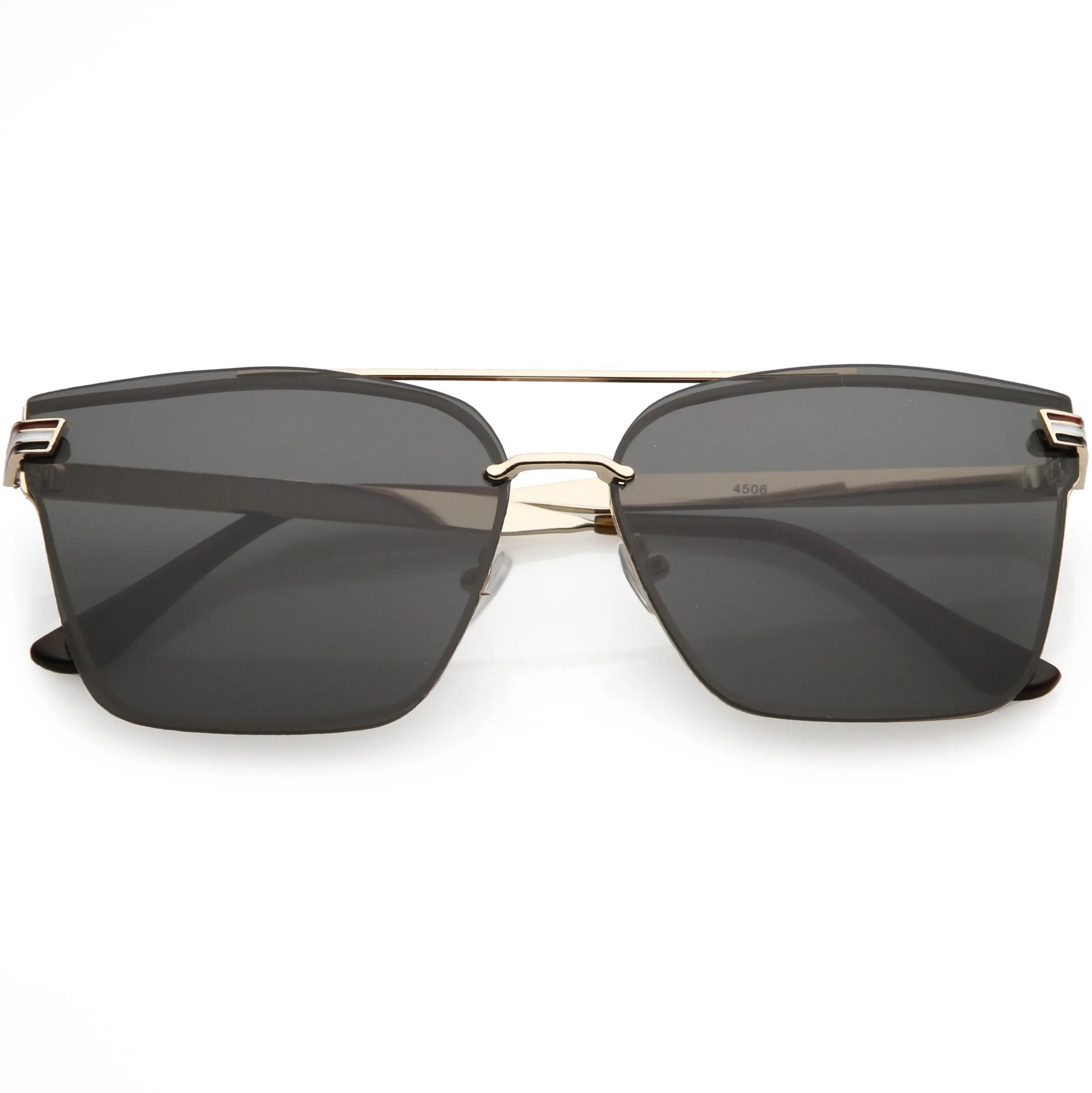 Metal Crossbar Flat Top Aviator Sunglasses