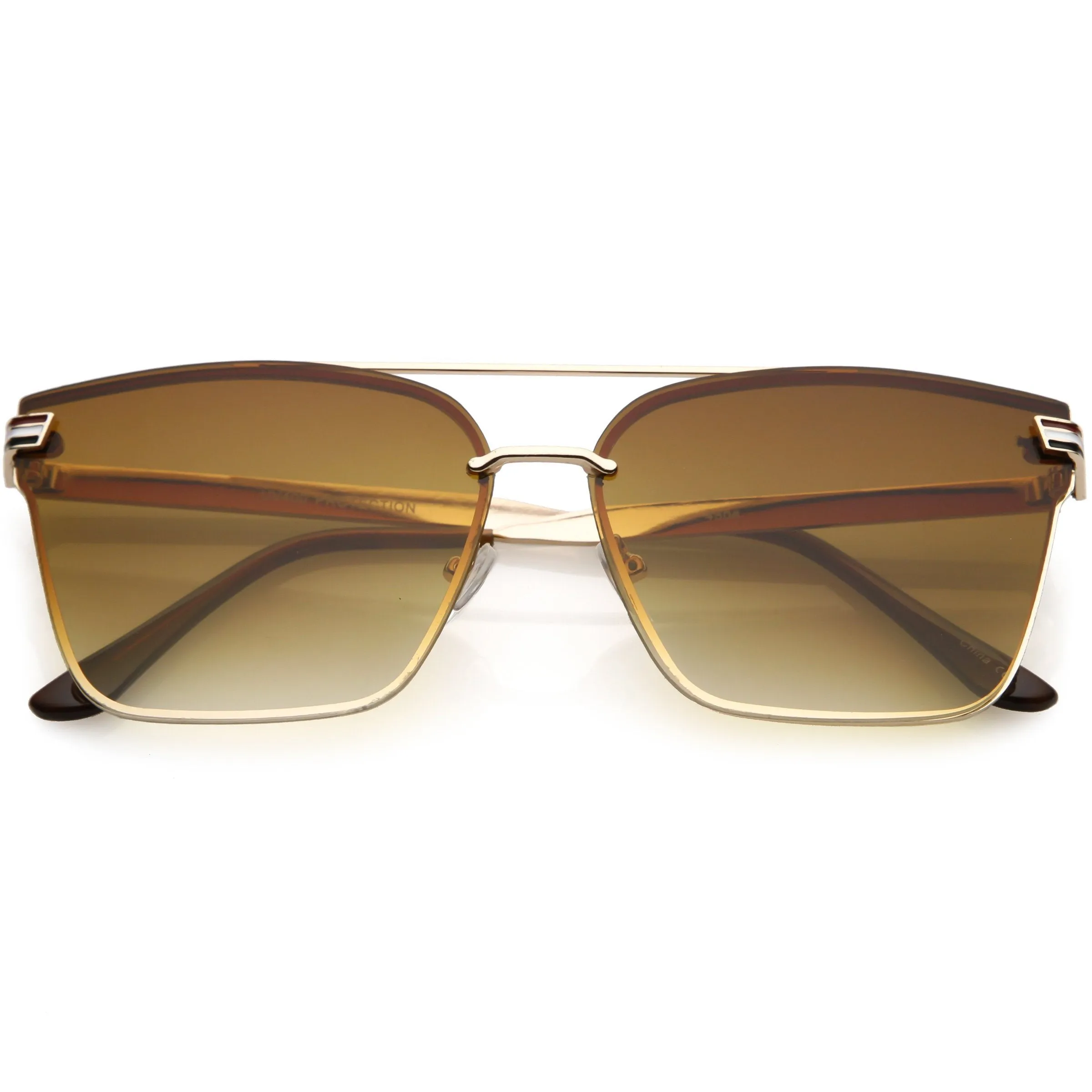 Metal Crossbar Flat Top Aviator Sunglasses