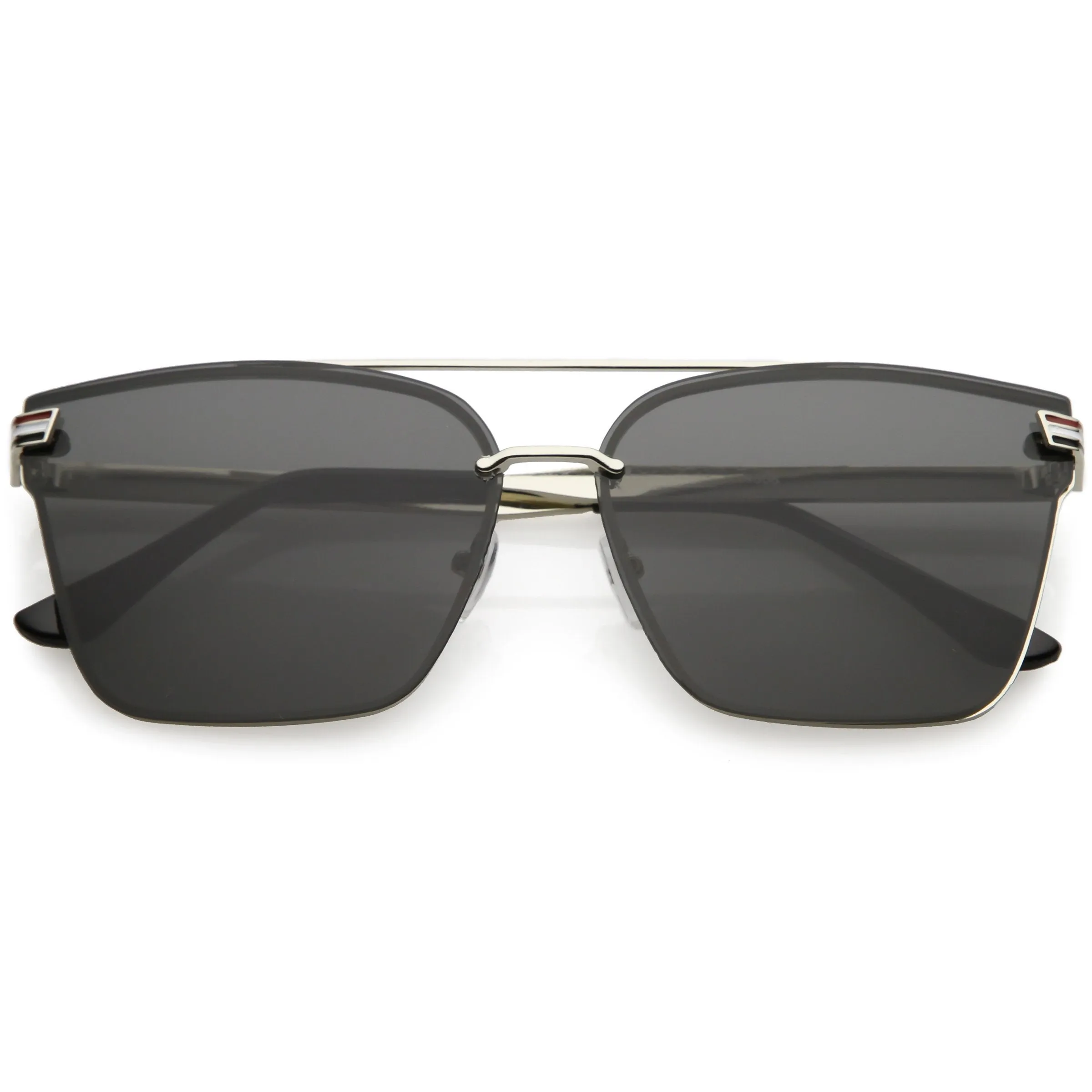 Metal Crossbar Flat Top Aviator Sunglasses