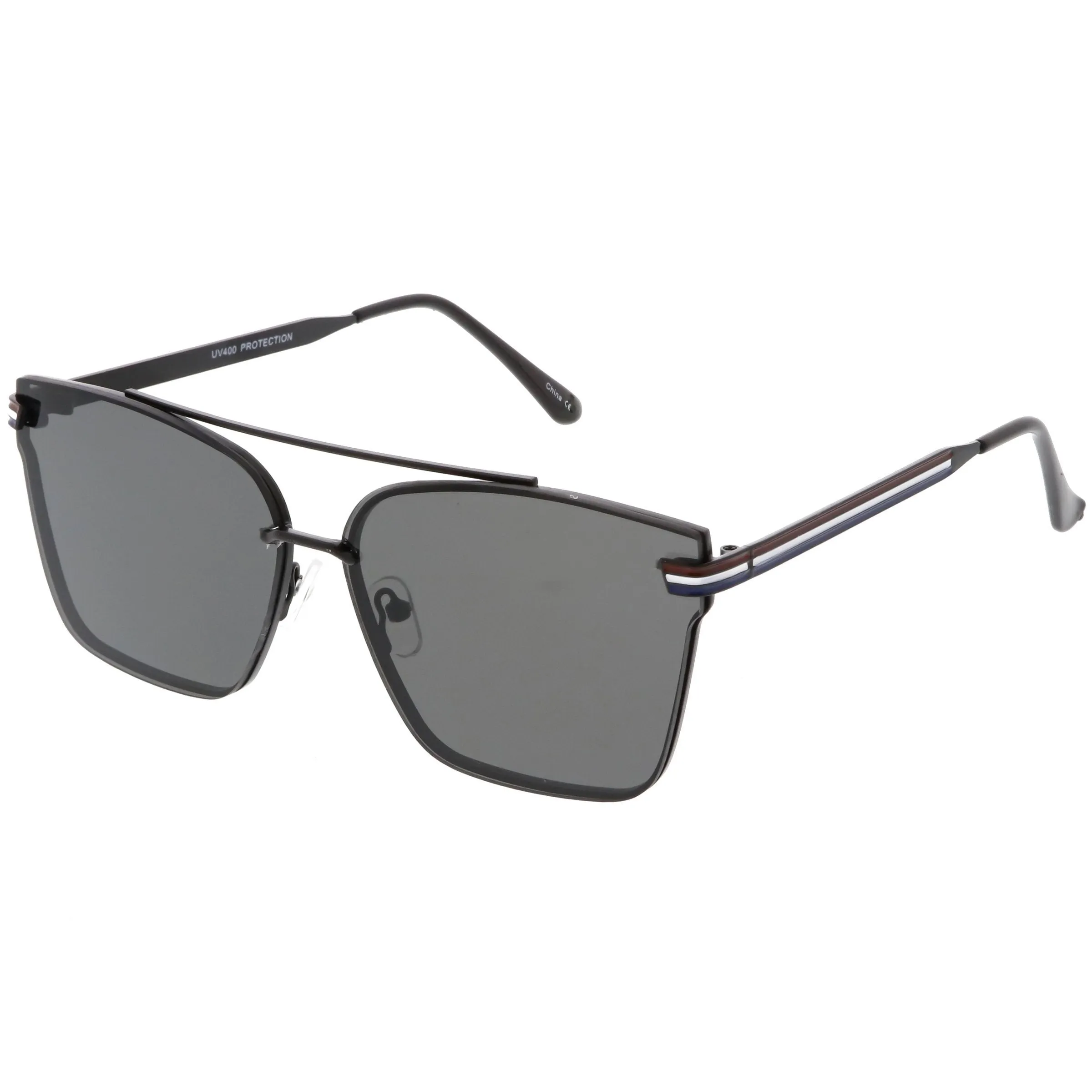 Metal Crossbar Flat Top Aviator Sunglasses