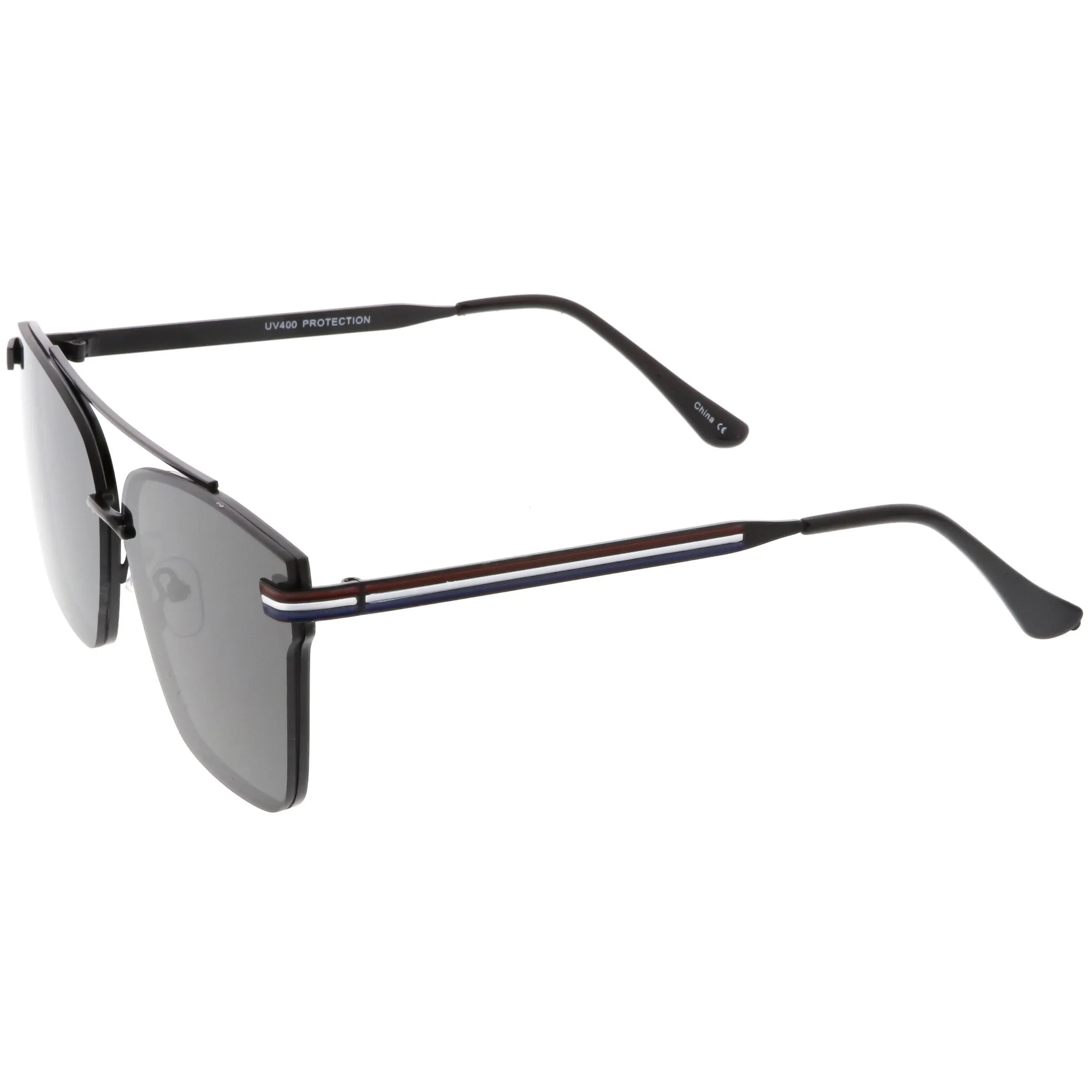 Metal Crossbar Flat Top Aviator Sunglasses