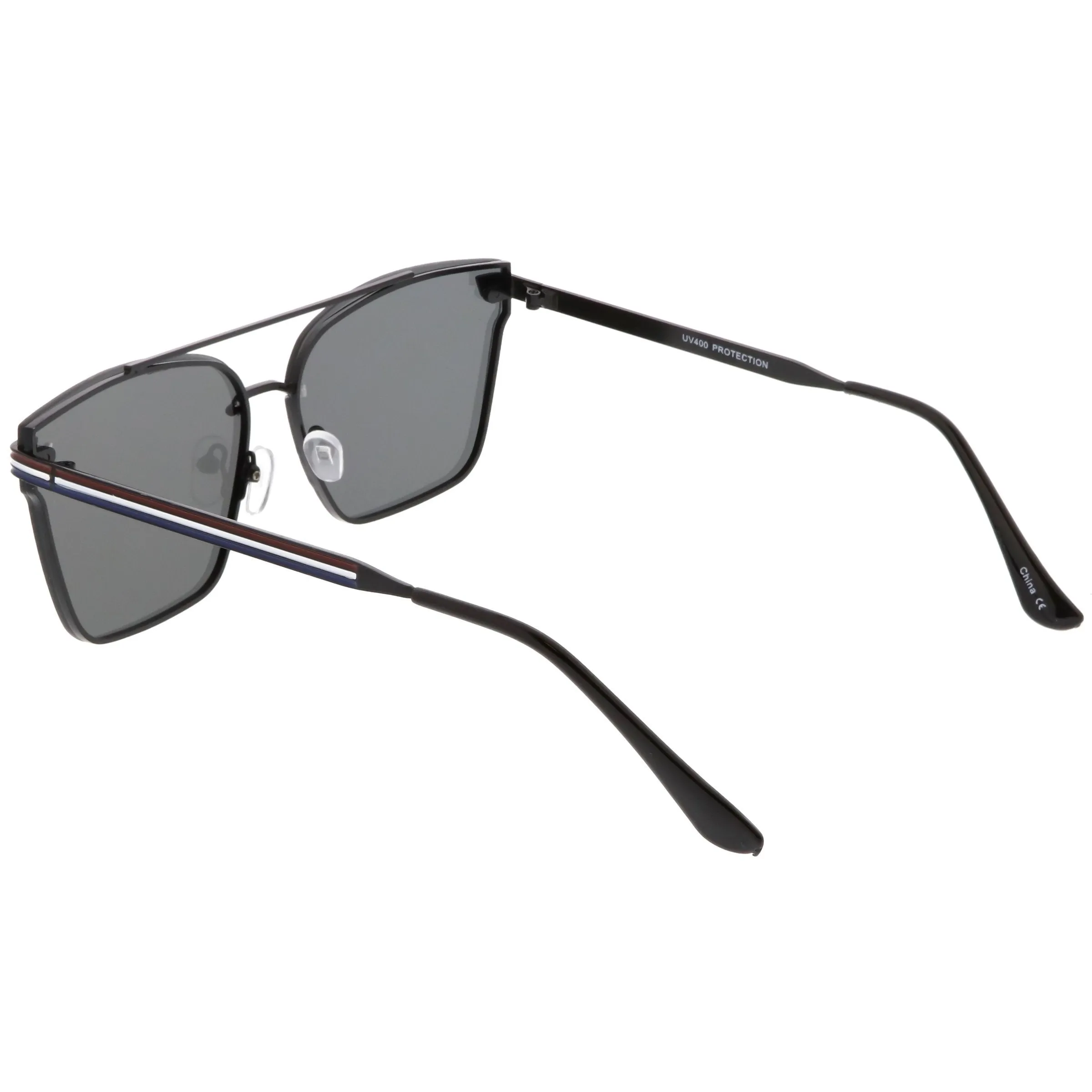 Metal Crossbar Flat Top Aviator Sunglasses