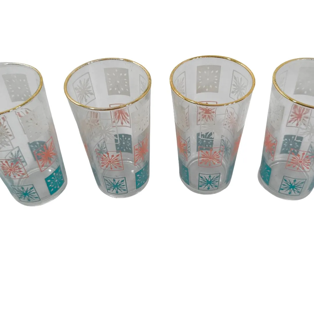 Mid-Century Atomic Star & Snowflake Glasses (Set of 4)