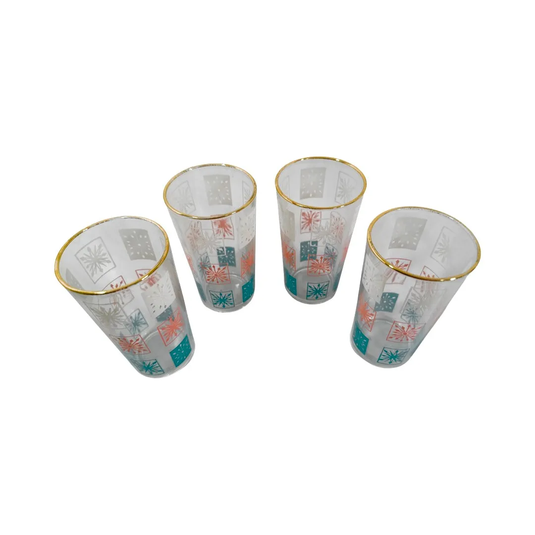 Mid-Century Atomic Star & Snowflake Glasses (Set of 4)