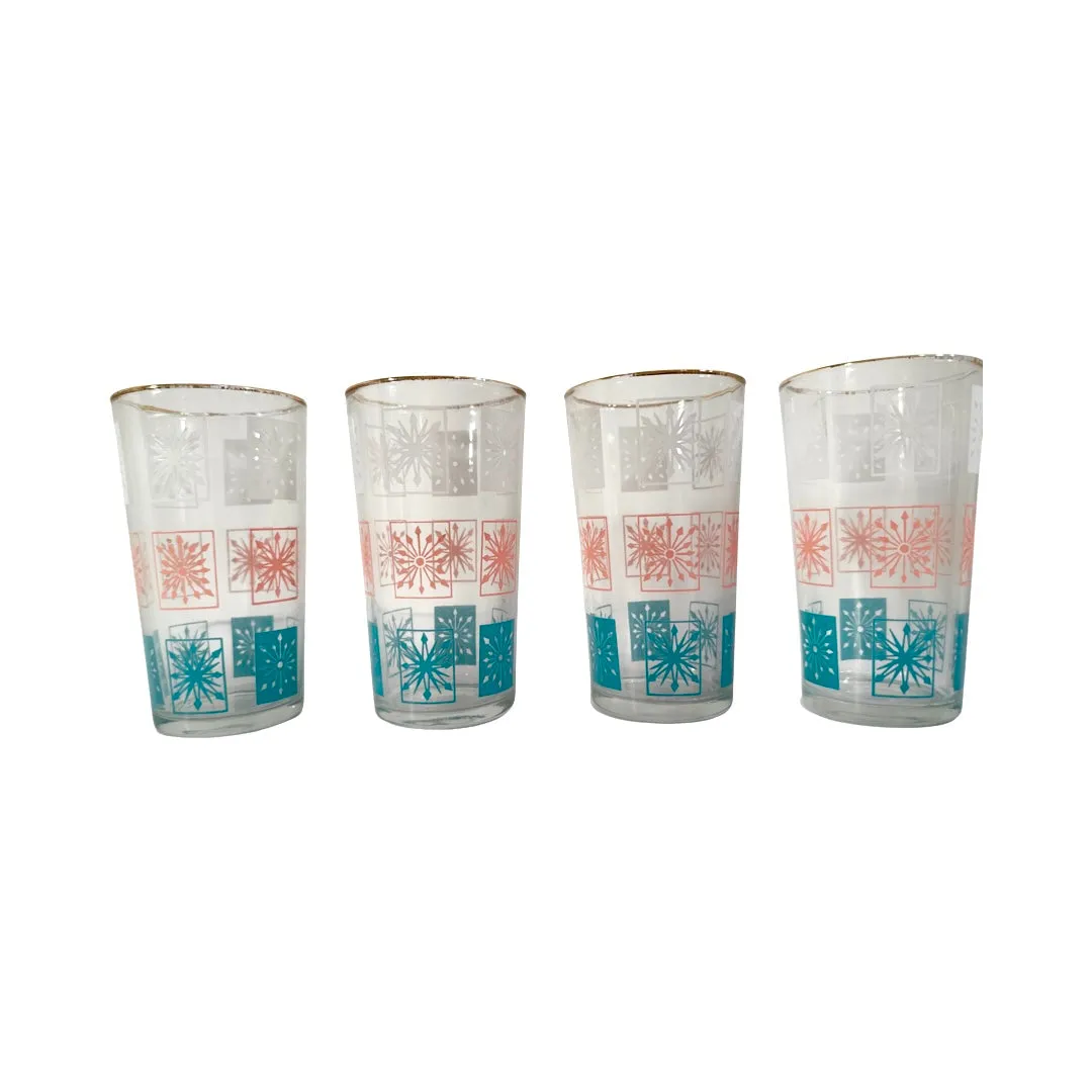 Mid-Century Atomic Star & Snowflake Glasses (Set of 4)