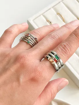 Mini Stacking Birthstone Ring - Silver