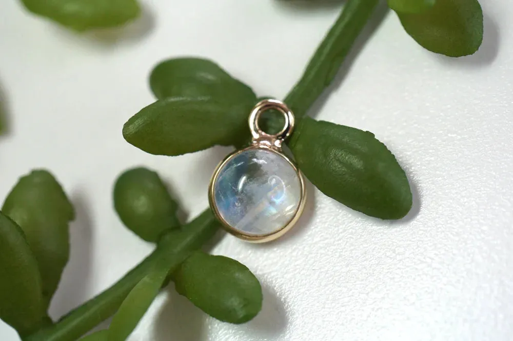 Contemporary Round Moonstone Charm with Bezel Setting