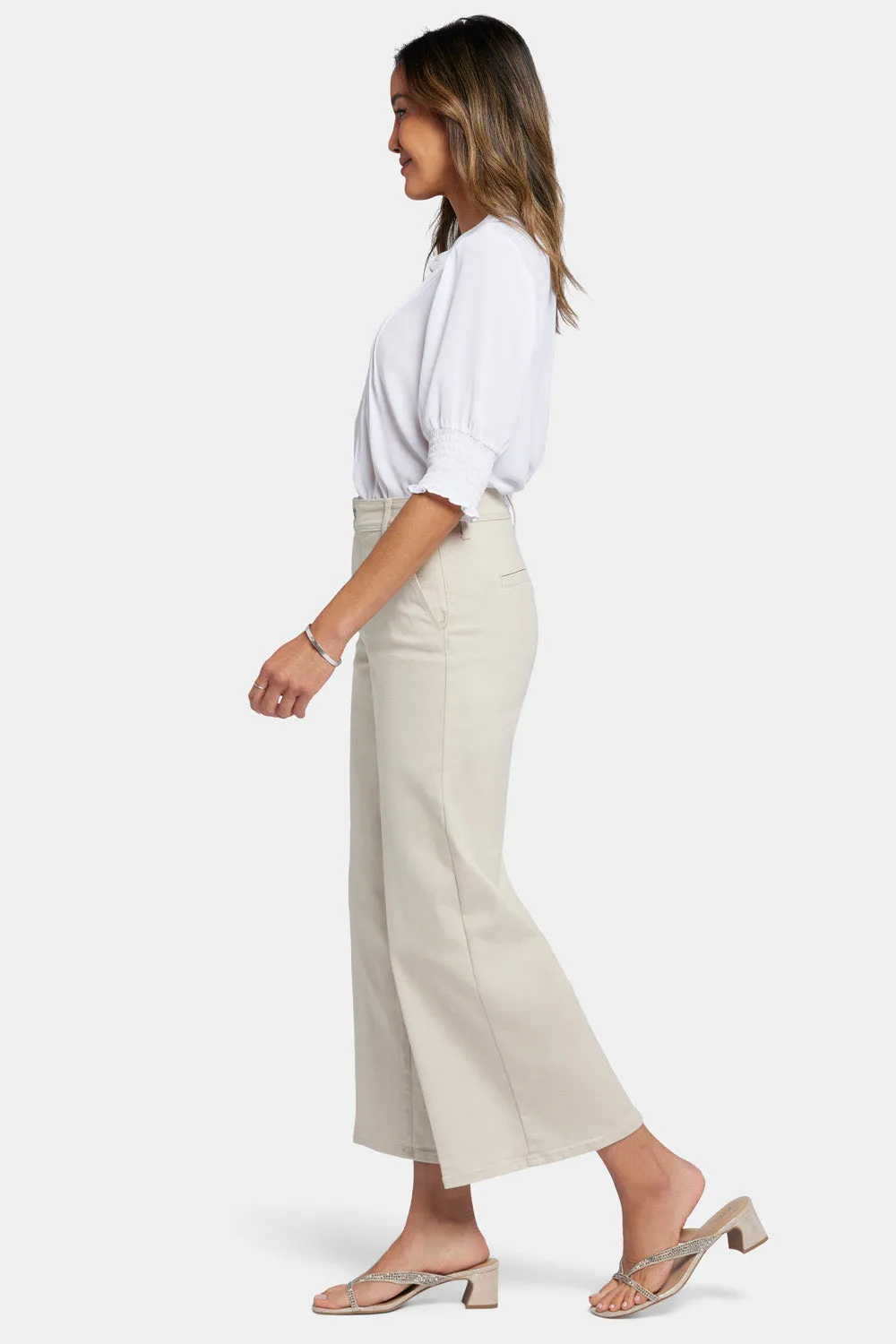 Mona Wide Leg Trouser Ankle Jeans  - Feather