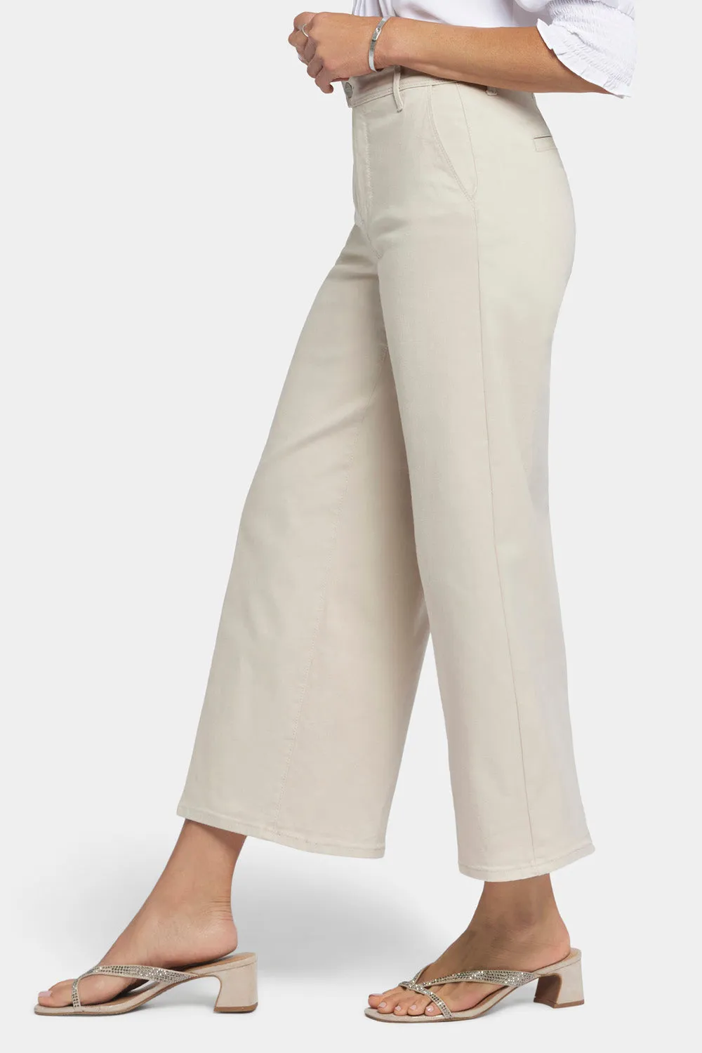 Mona Wide Leg Trouser Ankle Jeans  - Feather