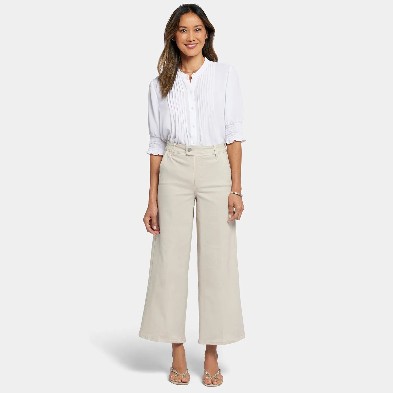 Mona Wide Leg Trouser Ankle Jeans  - Feather