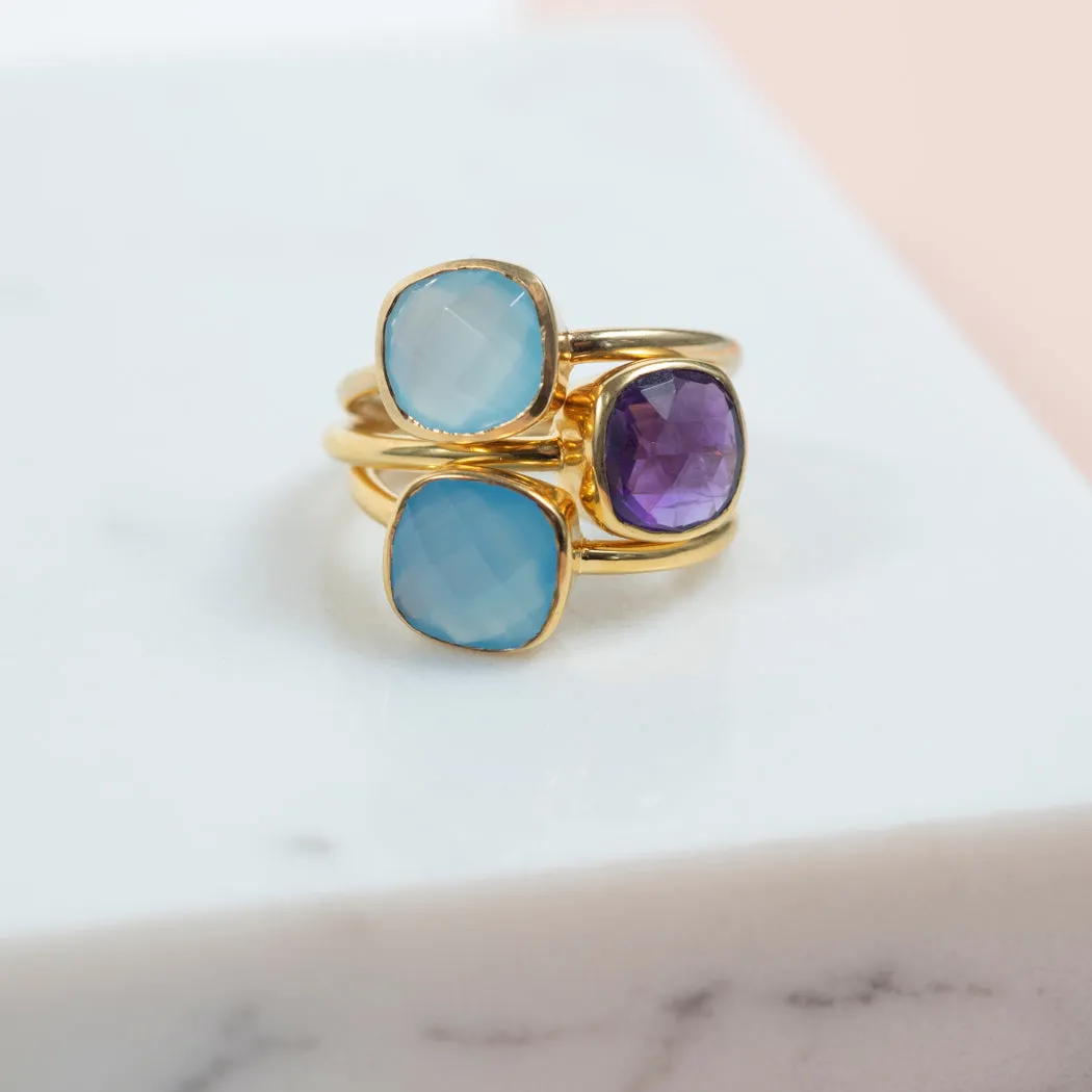 Mondello Aqua Quartz Gold Vermeil Ring