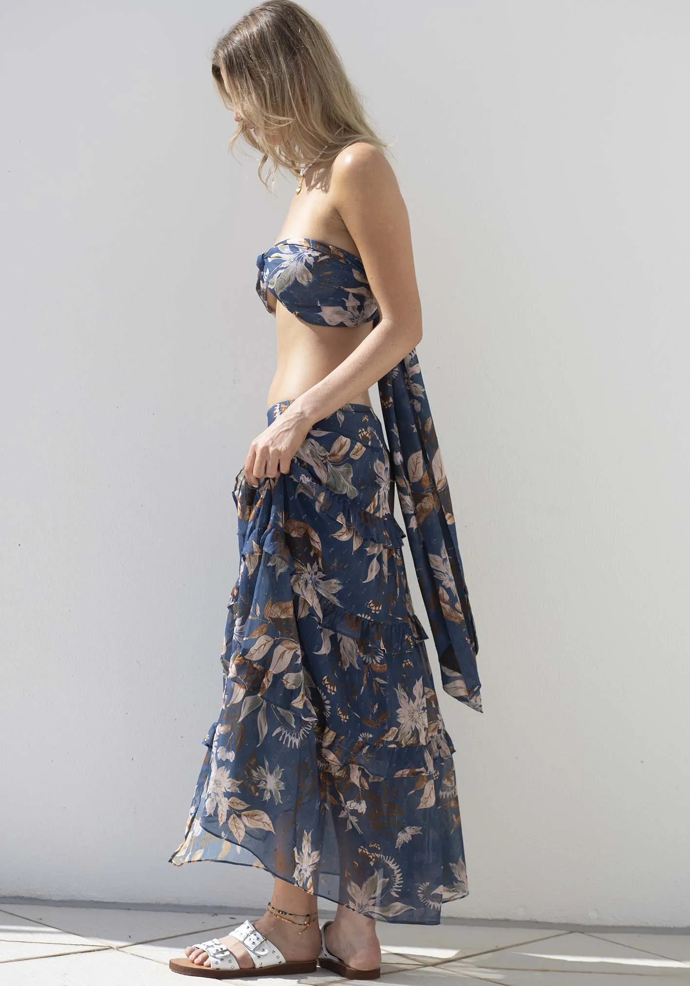 Moonflower Tiered Frill Maxi Skirt