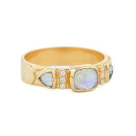 Moonstones and Diamonds Totem Ring