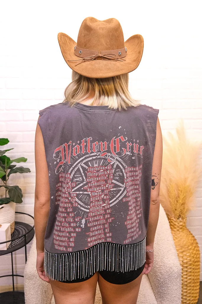 Motley Crue Cropped Rhinestone Fringe Tank