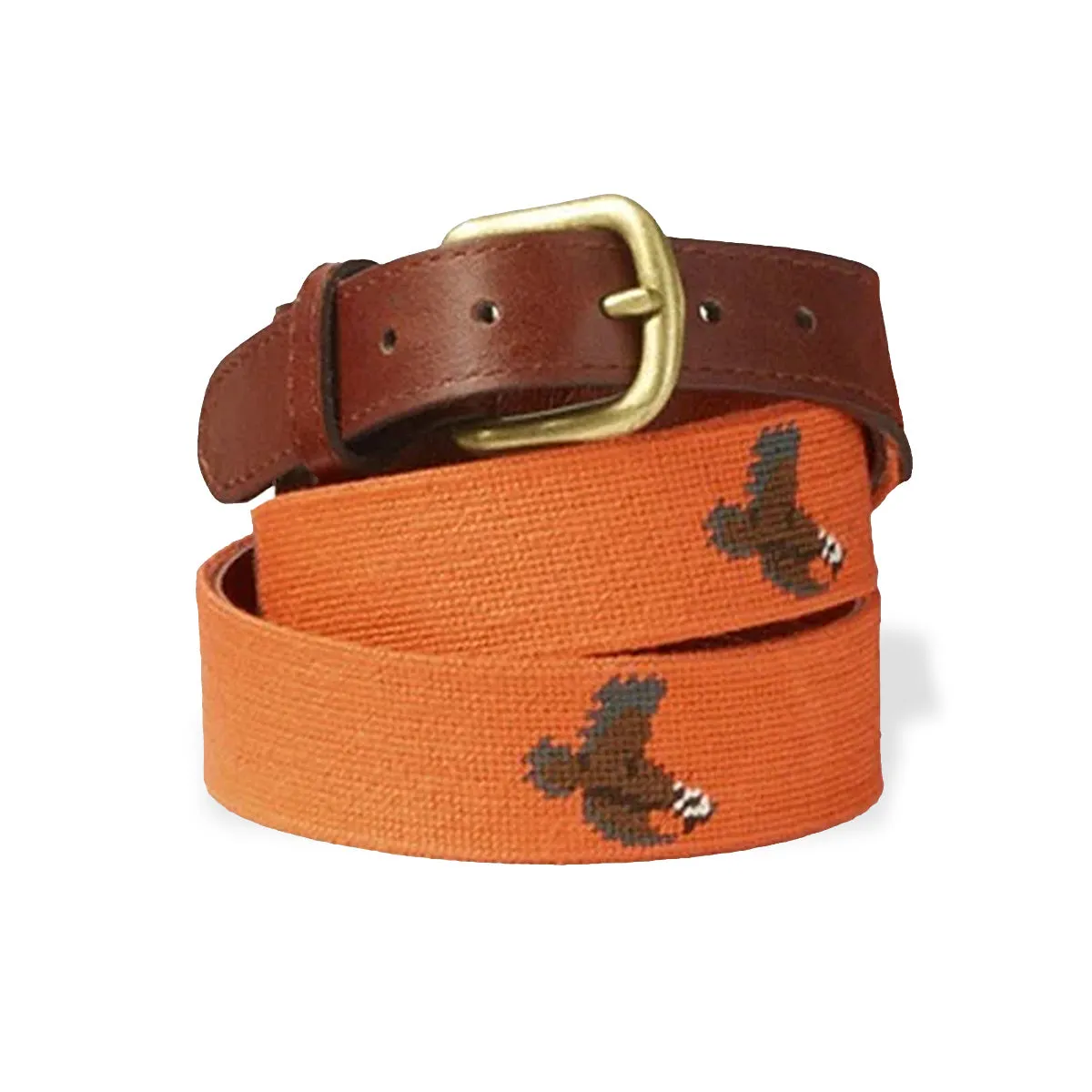 Handcrafted Needlepoint Quail Design Leather Belt for Men