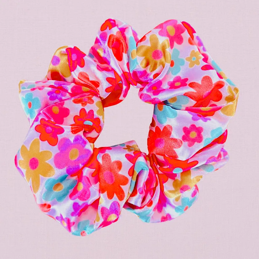 Neon Floral Scrunchie