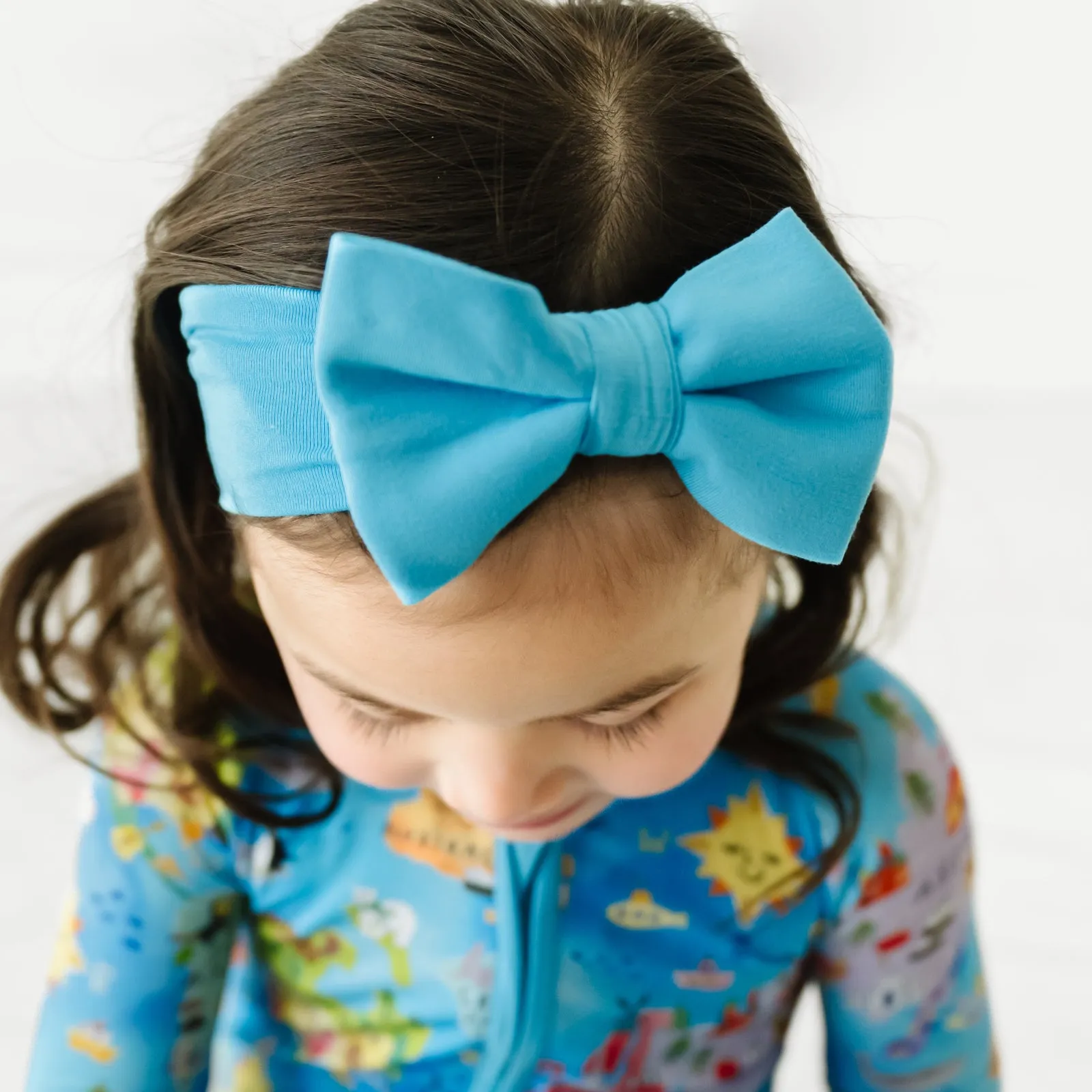 Ocean Blue Luxe Bow Headband