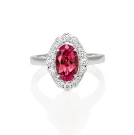 Oval Pink Tourmaline & Diamond Ring