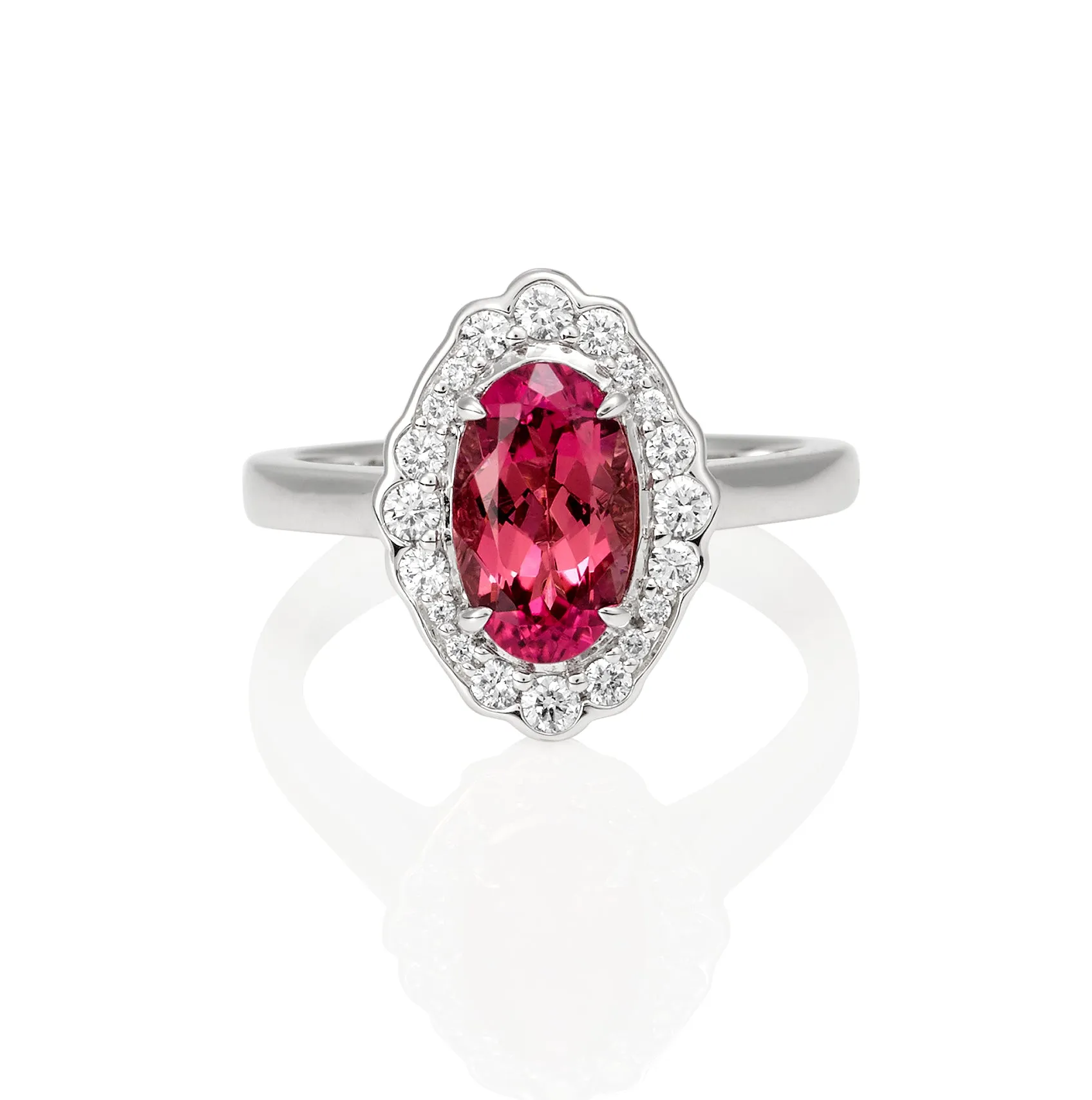 Oval Pink Tourmaline & Diamond Ring