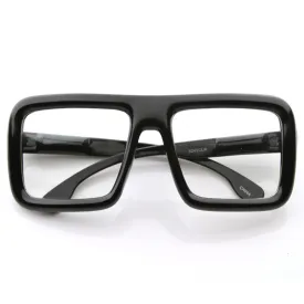 Oversize Square Block Thick Frame Clear Lens Glasses