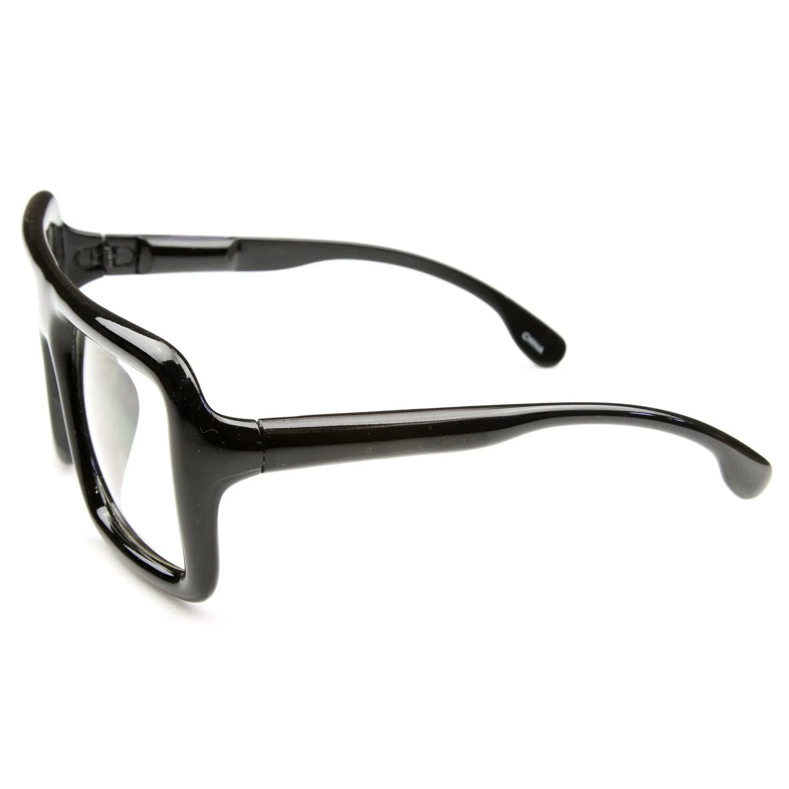 Oversize Square Block Thick Frame Clear Lens Glasses