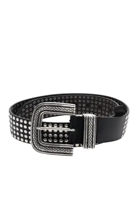 Ovia Black Leather Studded Belt