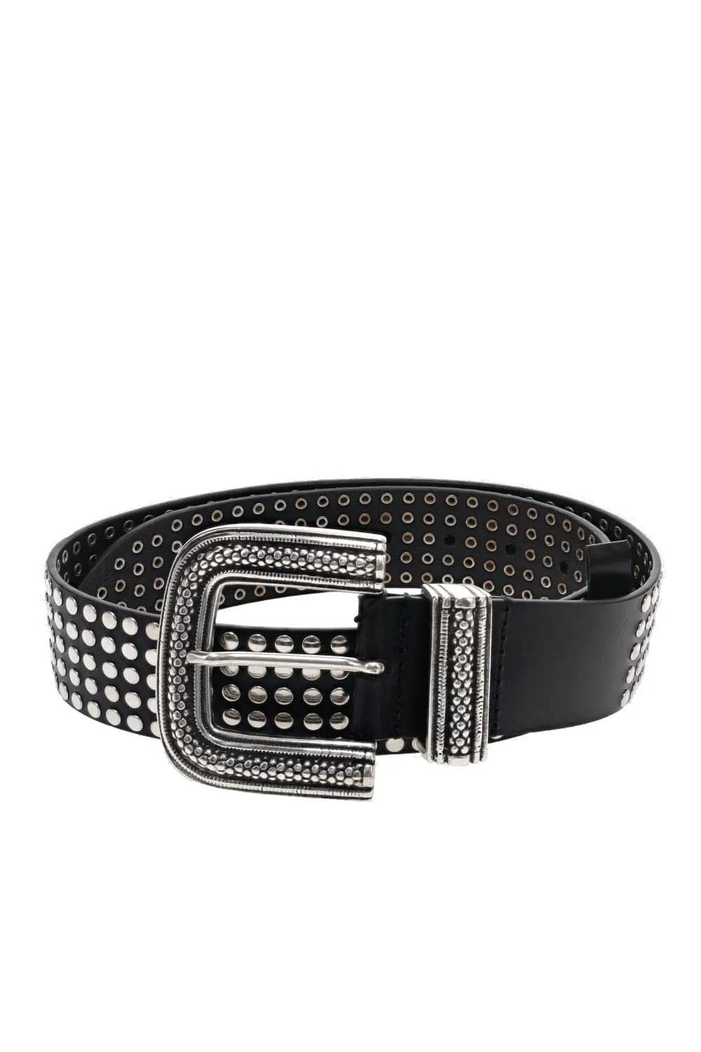 Ovia Black Leather Studded Belt