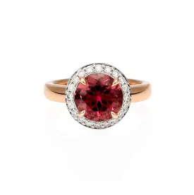 Pink Round Brilliant Tourmaline Rose Gold Ring