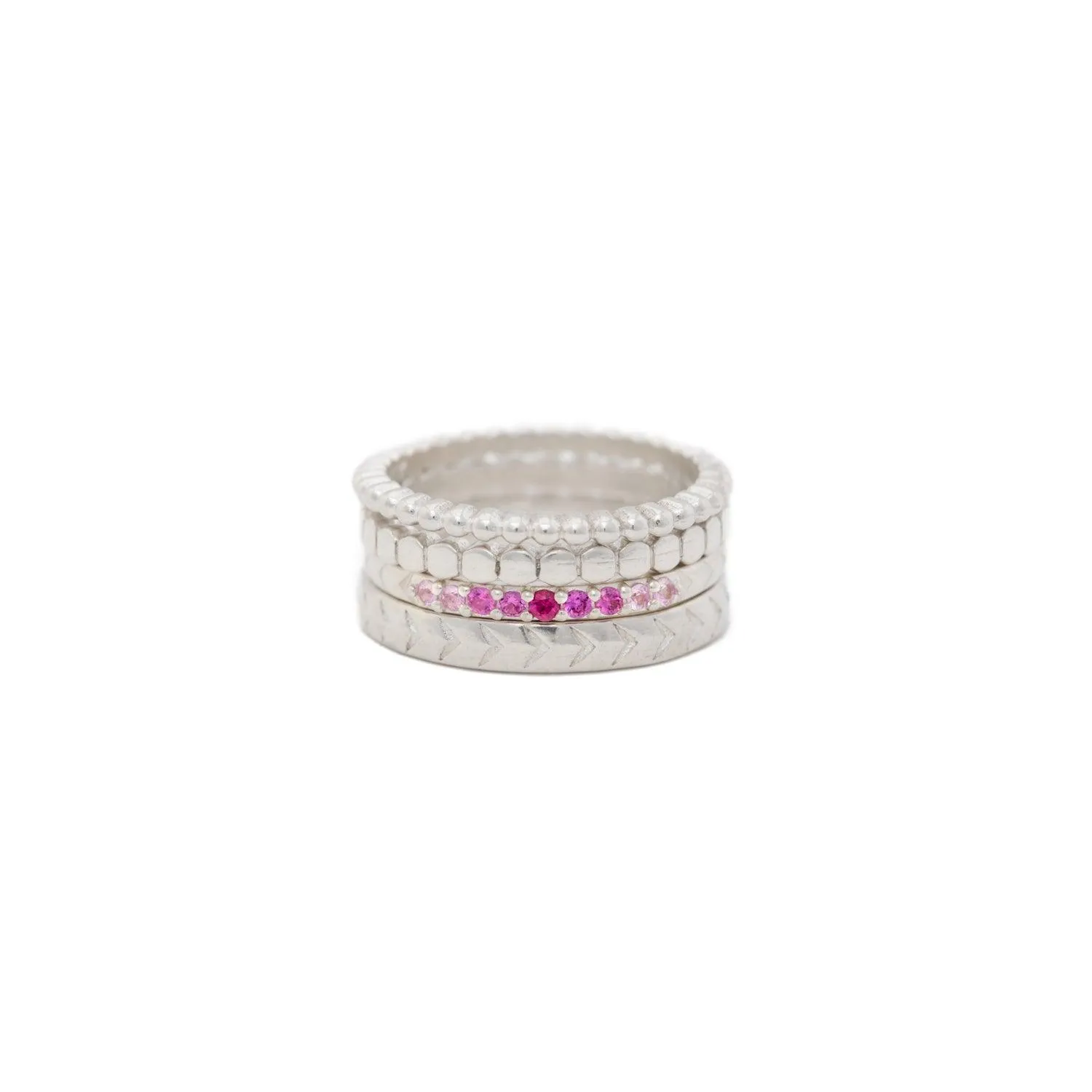 Pink Sapphire Silver Band