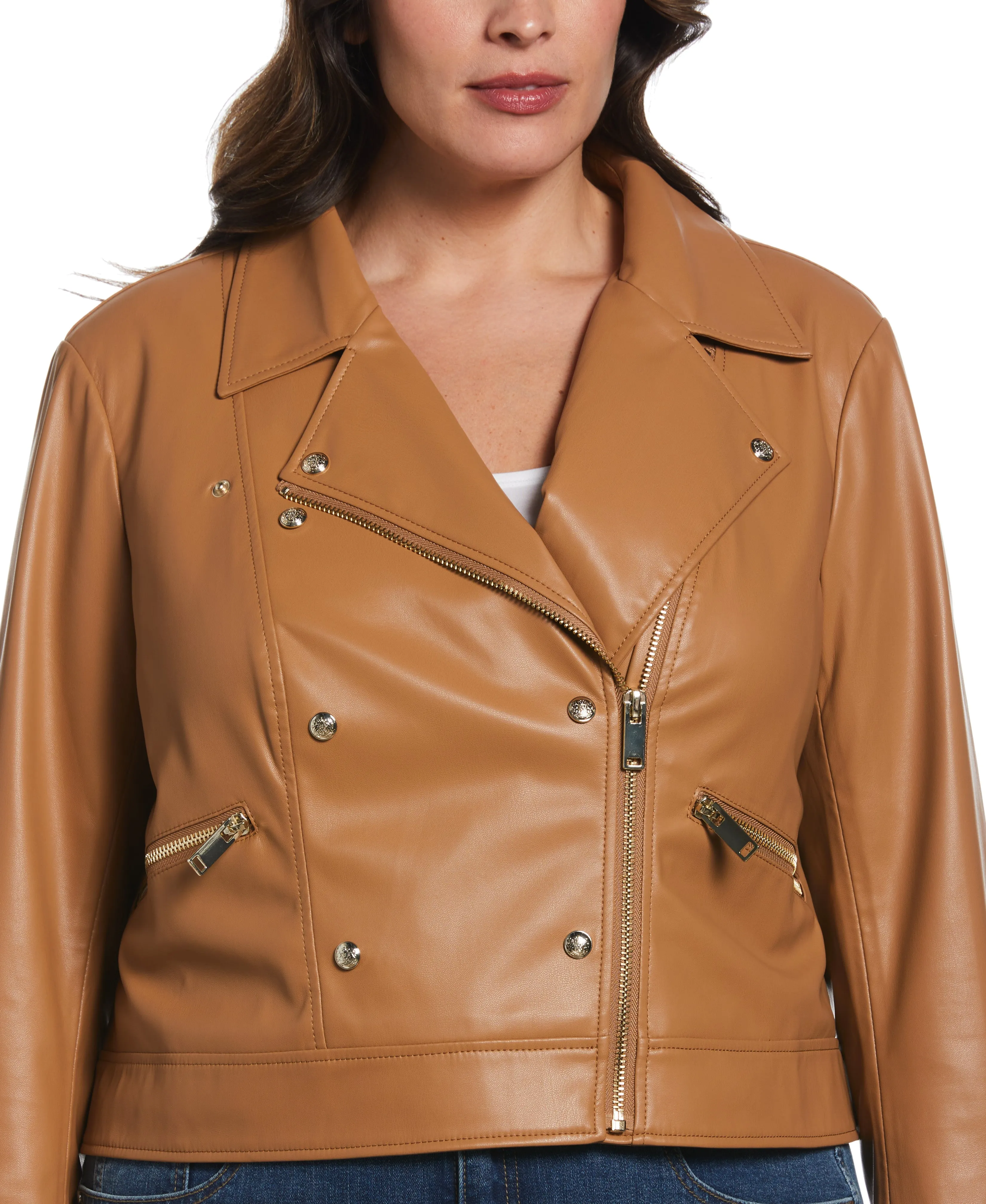 Plus Size Vegan Leather Moto Jacket