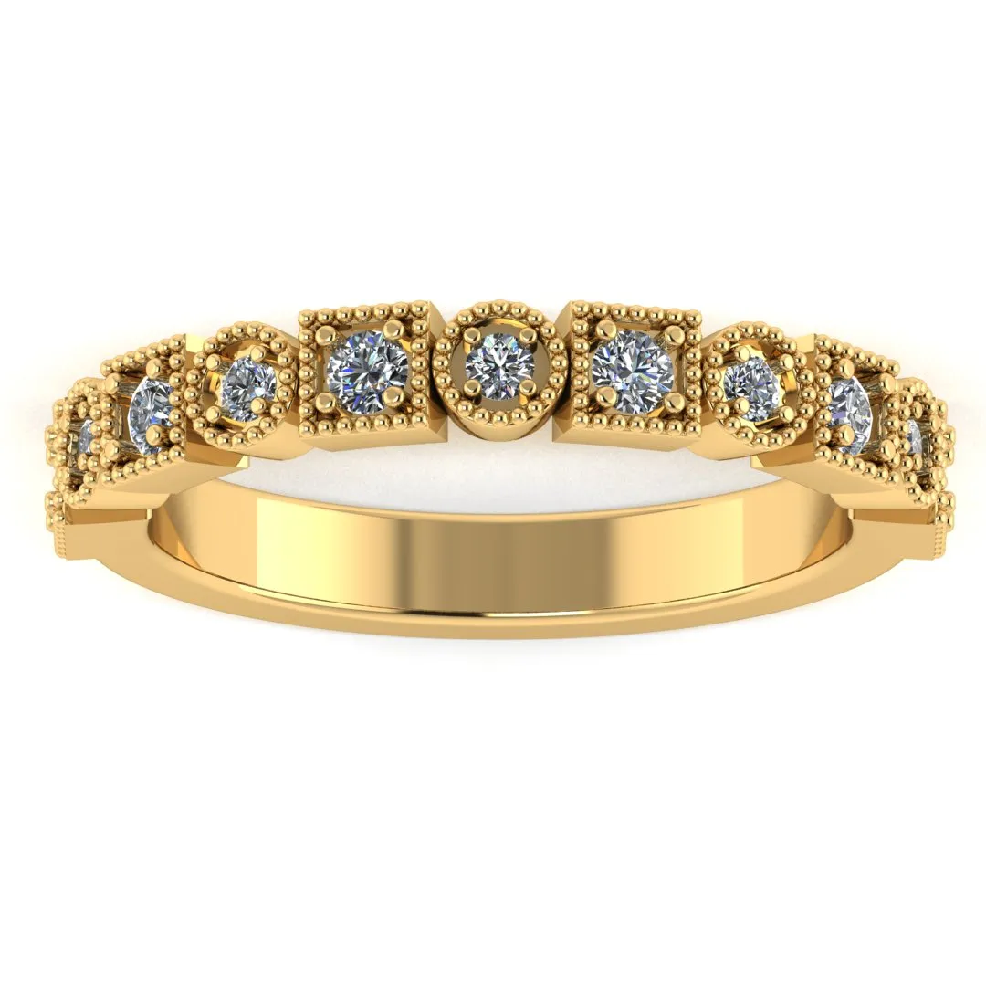 "Josie" Round Circle and Square Pattern 0.26ct Diamond Half Eternity Ring ET75